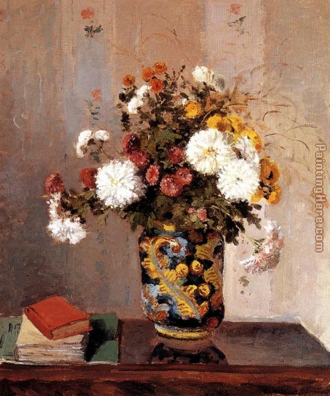 Chrysanthemums In A Chinese Vase painting - Camille Pissarro Chrysanthemums In A Chinese Vase art painting